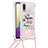 Samsung Galaxy A02用シリコンケース ソフトタッチラバー ブリンブリン カバー 携帯ストラップ S02 サムスン ピンク