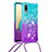 Samsung Galaxy A02用シリコンケース ソフトタッチラバー ブリンブリン カバー 携帯ストラップ S01 サムスン ブルー