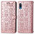 Samsung Galaxy A02用手帳型 レザーケース スタンド パターン カバー S03D サムスン ピンク