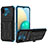 Samsung Galaxy A02用ハイブリットバンパーケース スタンド プラスチック 兼シリコーン カバー YF1 サムスン ネイビー