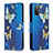 Samsung Galaxy A02s用手帳型 レザーケース スタンド パターン カバー B03F サムスン ブルー