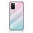 Samsung Galaxy A02s用ハイブリットバンパーケース プラスチック 鏡面 虹 グラデーション 勾配色 カバー LS1 サムスン シアン