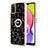 Samsung Galaxy A02s用シリコンケース ソフトタッチラバー バタフライ パターン カバー アンド指輪 YB2 サムスン ブラック