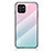Samsung Galaxy A03用ハイブリットバンパーケース プラスチック 鏡面 虹 グラデーション 勾配色 カバー LS1 サムスン シアン