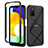 Samsung Galaxy A03s用360度 フルカバー ハイブリットバンパーケース クリア透明 プラスチック カバー ZJ5 サムスン ブラック
