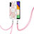 Samsung Galaxy A04s用シリコンケース ソフトタッチラバー バタフライ パターン カバー 携帯ストラップ Y01B サムスン ピンク