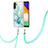 Samsung Galaxy A04s用シリコンケース ソフトタッチラバー バタフライ パターン カバー 携帯ストラップ Y05B サムスン グリーン