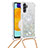Samsung Galaxy A04s用シリコンケース ソフトタッチラバー ブリンブリン カバー 携帯ストラップ S03 サムスン シルバー
