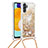 Samsung Galaxy A04s用シリコンケース ソフトタッチラバー ブリンブリン カバー 携帯ストラップ S03 サムスン ゴールド