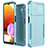 Samsung Galaxy A04s用ハイブリットバンパーケース プラスチック 兼シリコーン カバー 前面と背面 360度 フル MQ1 サムスン ライトブルー