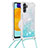 Samsung Galaxy A04s用シリコンケース ソフトタッチラバー ブリンブリン カバー 携帯ストラップ S03 サムスン 