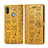 Samsung Galaxy A11用手帳型 レザーケース スタンド パターン カバー S03D サムスン イエロー
