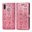 Samsung Galaxy A11用手帳型 レザーケース スタンド パターン カバー S03D サムスン ピンク