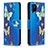 Samsung Galaxy A12 5G用手帳型 レザーケース スタンド パターン カバー B03F サムスン ブルー