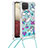 Samsung Galaxy A12 5G用シリコンケース ソフトタッチラバー ブリンブリン カバー 携帯ストラップ S02 サムスン ブルー