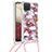 Samsung Galaxy A12 5G用シリコンケース ソフトタッチラバー ブリンブリン カバー 携帯ストラップ S02 サムスン レッド