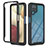 Samsung Galaxy A12 5G用360度 フルカバー ハイブリットバンパーケース クリア透明 プラスチック カバー YB1 サムスン ブラック
