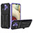 Samsung Galaxy A12用ハイブリットバンパーケース スタンド プラスチック 兼シリコーン カバー YF1 サムスン パープル