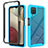 Samsung Galaxy A12用360度 フルカバー ハイブリットバンパーケース クリア透明 プラスチック カバー JX2 サムスン ブルー