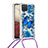 Samsung Galaxy A12 Nacho用シリコンケース ソフトタッチラバー ブリンブリン カバー 携帯ストラップ S02 サムスン ネイビー
