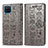 Samsung Galaxy A12 Nacho用手帳型 レザーケース スタンド パターン カバー S03D サムスン グレー