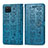 Samsung Galaxy A12 Nacho用手帳型 レザーケース スタンド パターン カバー S03D サムスン ネイビー