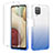 Samsung Galaxy A12 Nacho用前面と背面 360度 フルカバー 極薄ソフトケース シリコンケース 耐衝撃 全面保護 バンパー 勾配色 透明 YB2 サムスン ネイビー