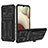 Samsung Galaxy A12 Nacho用ハイブリットバンパーケース スタンド プラスチック 兼シリコーン カバー YF1 サムスン ブラック