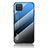 Samsung Galaxy A12 Nacho用ハイブリットバンパーケース プラスチック 鏡面 虹 グラデーション 勾配色 カバー LS1 サムスン ネイビー