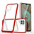 Samsung Galaxy A12 Nacho用ハイブリットバンパーケース クリア透明 プラスチック 鏡面 カバー MQ1 サムスン レッド