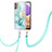 Samsung Galaxy A13 4G用シリコンケース ソフトタッチラバー バタフライ パターン カバー 携帯ストラップ Y05B サムスン グリーン