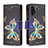Samsung Galaxy A13 4G用手帳型 レザーケース スタンド パターン カバー B04F サムスン ブラック