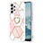 Samsung Galaxy A13 4G用シリコンケース ソフトタッチラバー バタフライ パターン カバー アンド指輪 Y01B サムスン ピンク