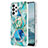 Samsung Galaxy A13 4G用シリコンケース ソフトタッチラバー バタフライ パターン カバー アンド指輪 Y01B サムスン グリーン