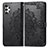 Samsung Galaxy A13 4G用手帳型 レザーケース スタンド パターン カバー サムスン ブラック