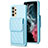 Samsung Galaxy A13 4G用シリコンケース ソフトタッチラバー レザー柄 カバー BF6 サムスン ブルー