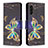 Samsung Galaxy A13 5G用手帳型 レザーケース スタンド パターン カバー B03F サムスン ブラック