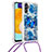 Samsung Galaxy A13 5G用シリコンケース ソフトタッチラバー ブリンブリン カバー 携帯ストラップ S02 サムスン ネイビー