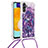 Samsung Galaxy A13 5G用シリコンケース ソフトタッチラバー ブリンブリン カバー 携帯ストラップ S02 サムスン パープル