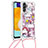 Samsung Galaxy A13 5G用シリコンケース ソフトタッチラバー ブリンブリン カバー 携帯ストラップ S02 サムスン レッド