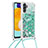 Samsung Galaxy A13 5G用シリコンケース ソフトタッチラバー ブリンブリン カバー 携帯ストラップ S03 サムスン グリーン