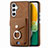 Samsung Galaxy A13 5G用シリコンケース ソフトタッチラバー レザー柄 カバー SD3 サムスン ブラウン