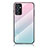 Samsung Galaxy A15 4G用ハイブリットバンパーケース プラスチック 鏡面 虹 グラデーション 勾配色 カバー LS1 サムスン シアン