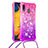Samsung Galaxy A20用シリコンケース ソフトタッチラバー ブリンブリン カバー 携帯ストラップ S01 サムスン ローズレッド