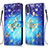 Samsung Galaxy A20s用手帳型 レザーケース スタンド パターン カバー Y03B サムスン ブルー