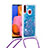 Samsung Galaxy A20s用シリコンケース ソフトタッチラバー ブリンブリン カバー 携帯ストラップ S03 サムスン ネイビー