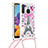 Samsung Galaxy A21用シリコンケース ソフトタッチラバー ブリンブリン カバー 携帯ストラップ S02 サムスン ピンク