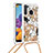 Samsung Galaxy A21用シリコンケース ソフトタッチラバー ブリンブリン カバー 携帯ストラップ S02 サムスン ゴールド