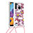 Samsung Galaxy A21用シリコンケース ソフトタッチラバー ブリンブリン カバー 携帯ストラップ S02 サムスン レッド