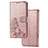 Samsung Galaxy A21用手帳型 レザーケース スタンド 花 カバー サムスン ピンク